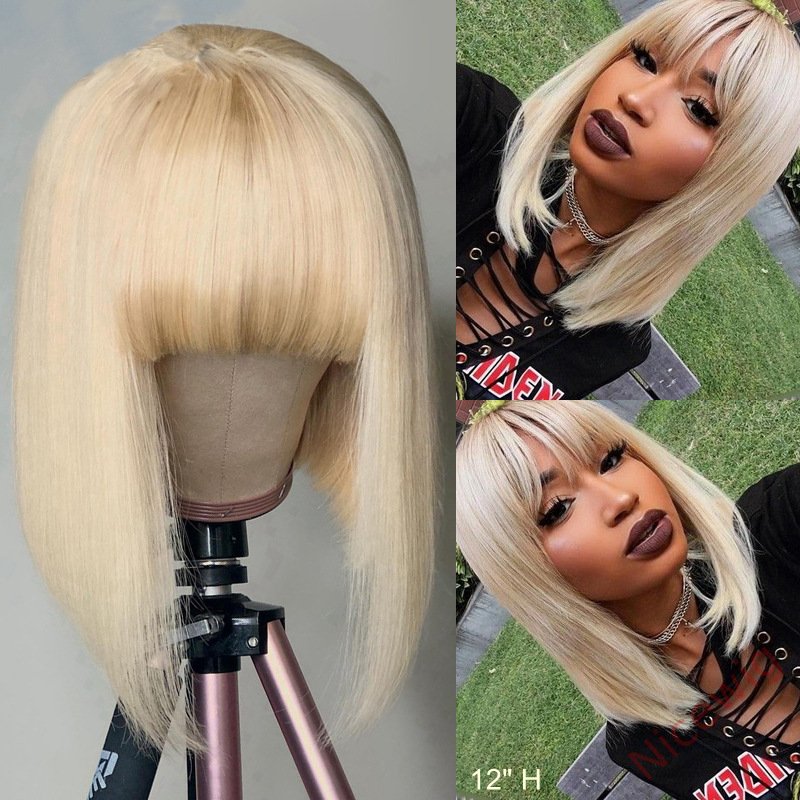 Glueless 613 Straight Hair Short BOB Wigs With Bangs